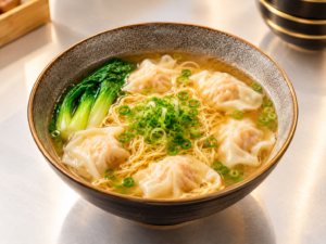 Ramen en soupe aux raviolis wontons