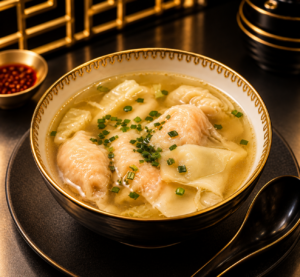 Potage aux raviolis wontons