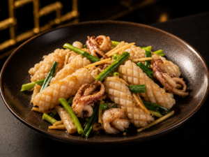 Calamars aux gingembres et aux ciboulettes